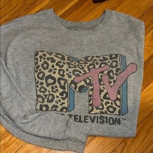 MTV Kids Gray Sweatshirt with Leopard Print Logo